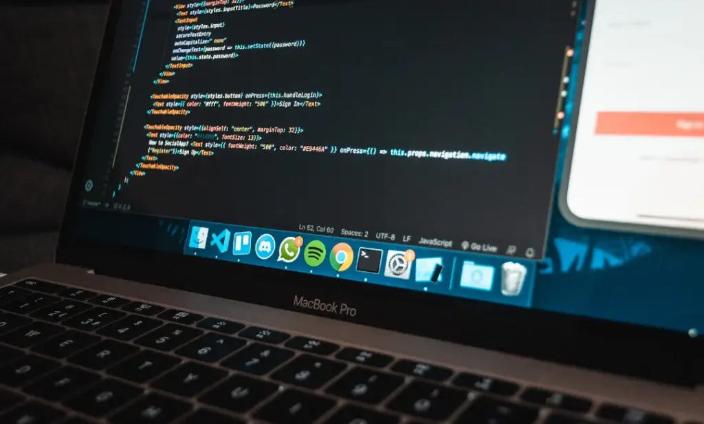 Laptop with code for web and cloud app development