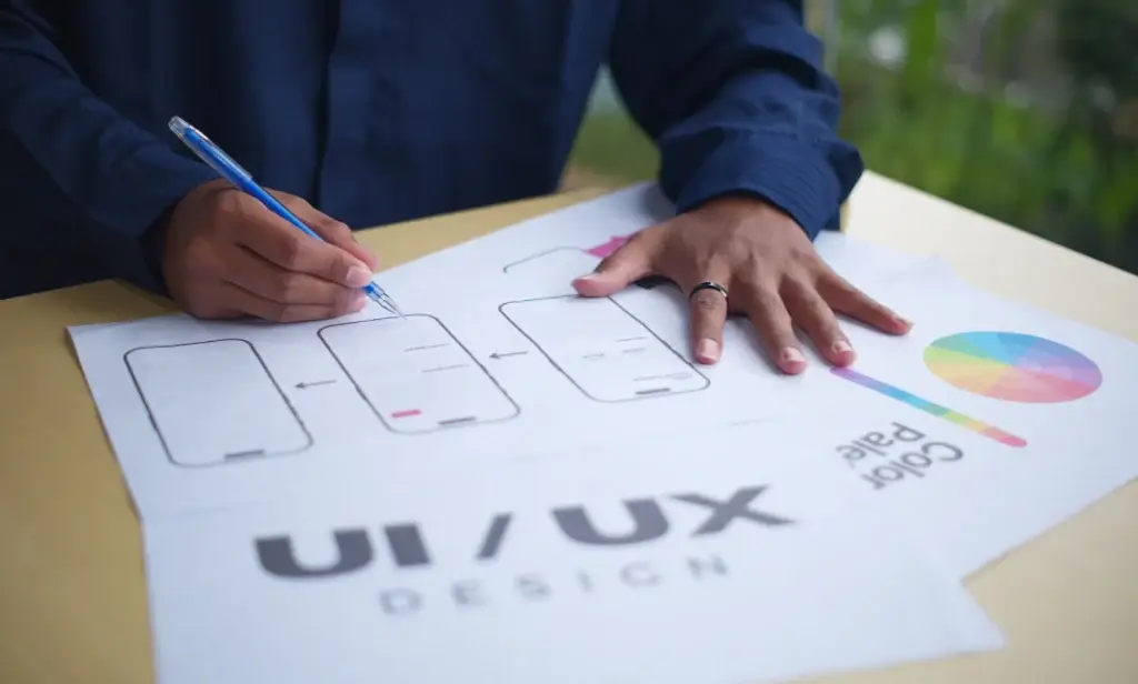 UX design process showing how user journeys and wireframes are created