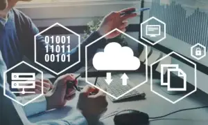 Cloud computing vs web application digital interface illustration